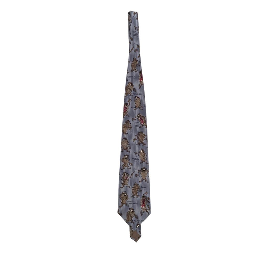 NWT 1994 Vintage Warner Brothers Looney Tunes Tazmania Devil Blue Silk Tie